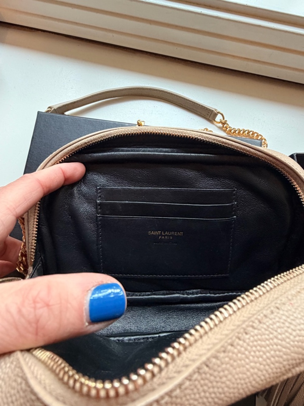 Saint Laurent Dark Beige Grain De Poudre Matelasse Mini Lou Camera Bag NWT/NIB - Picture 11 of 16